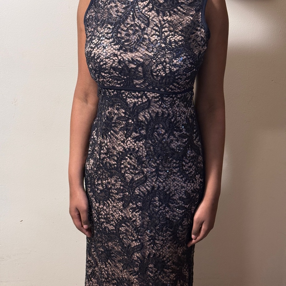 Elegant Navy Blue Lace Dress